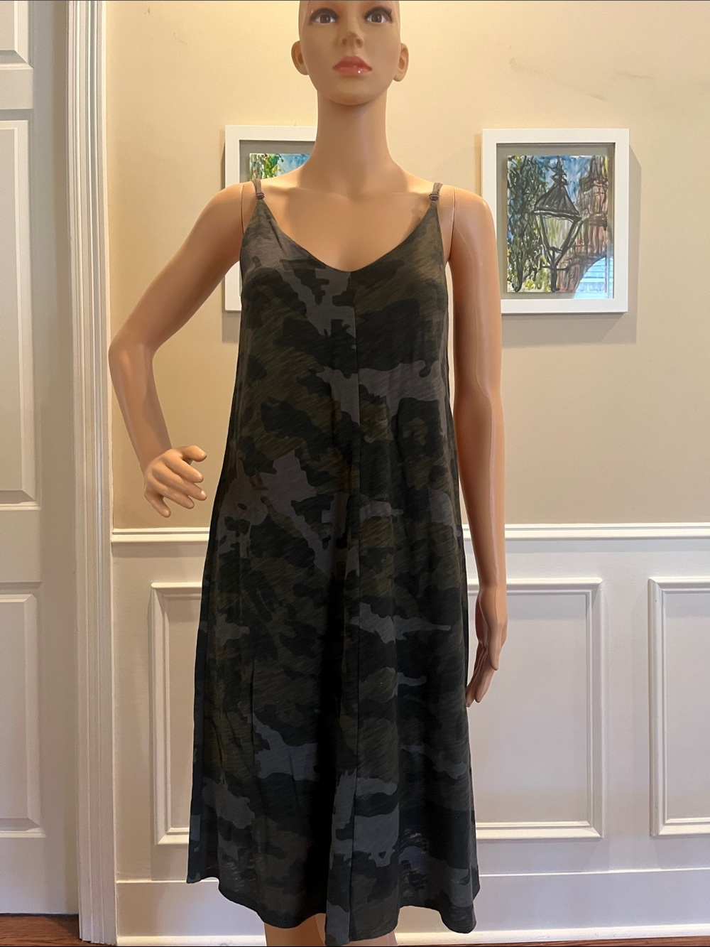 ATM Anthony Thomas Melillo Olive and Brown Camo Slip Dress